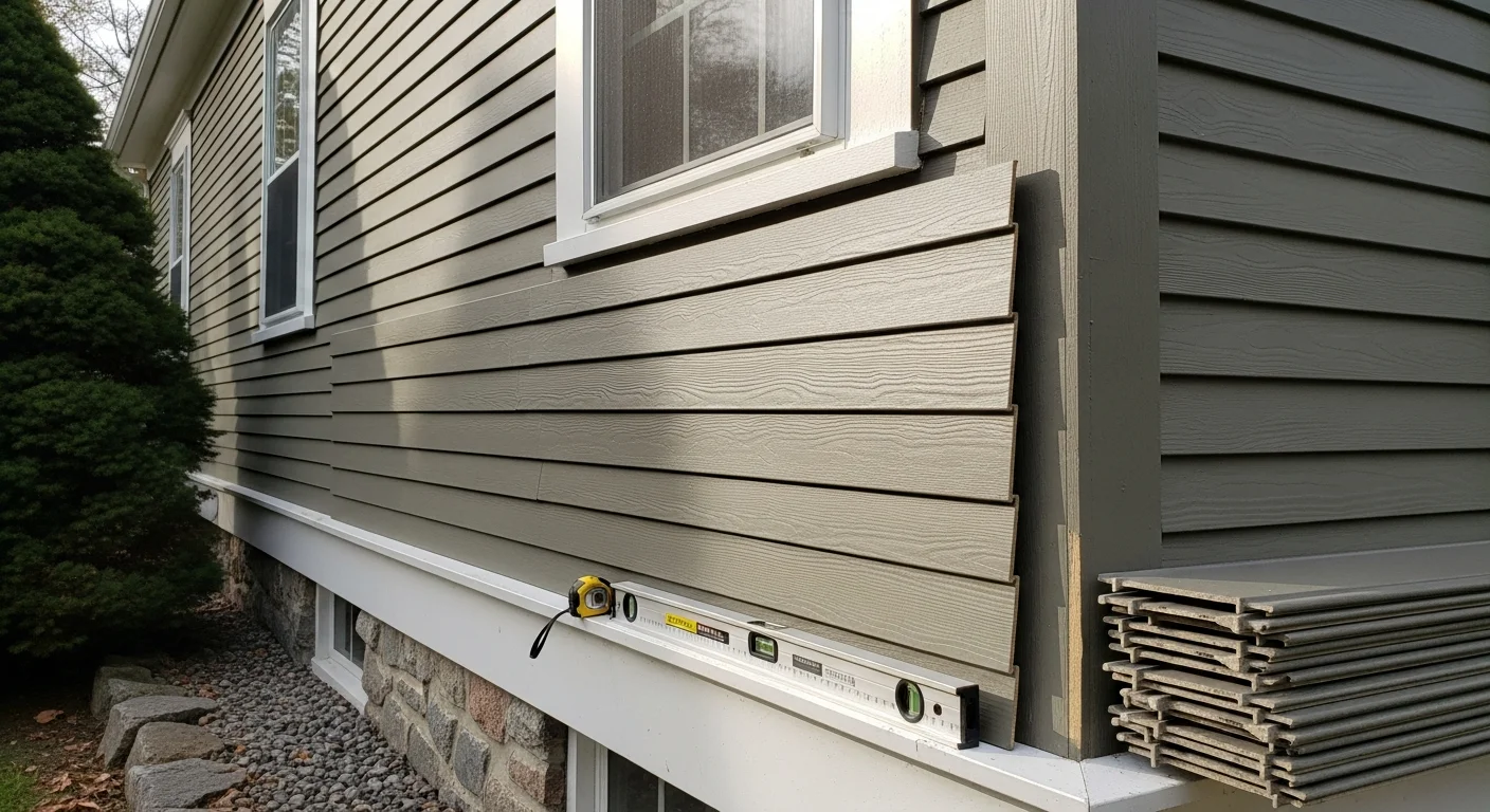 New vinyl siding installed on residential home exterior
