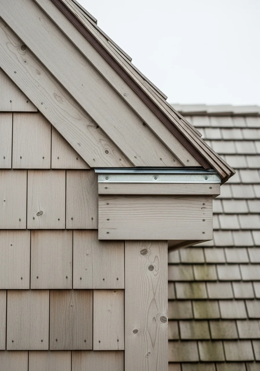 Close-up of weather-resistant materials and coastal-appropriate construction detail on home exterior.